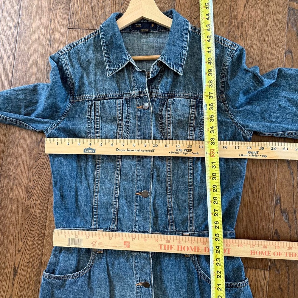 J.Crew Women's Denim Shirt Dress Size 8 Button Front Long Sleeve Midi Cotton - Picture 4 of 4
